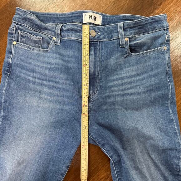 Paige Colette Crop Flare Jeans Raw Hem Casual Boho Minimalist Chic Denim Sz 32 - Picture 5 of 8